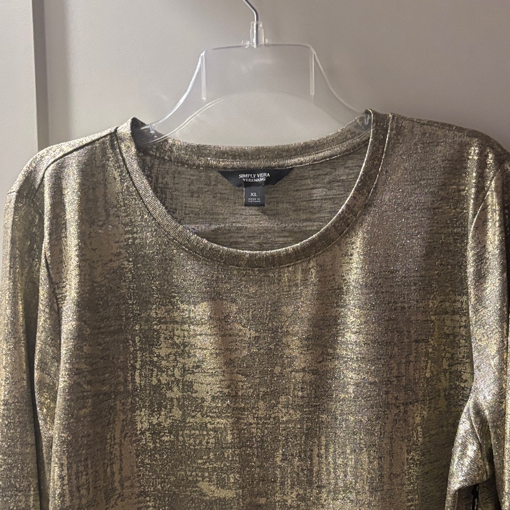 Simply Vera Vera Wang Glittering Gold Long Sleeve Top